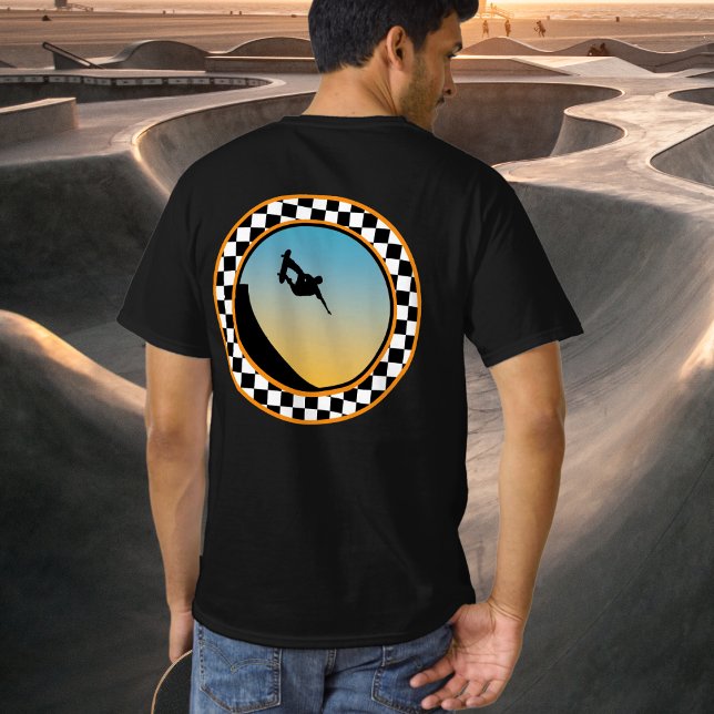 Skateboarding Chequered Round Design T-Shirt (Creator Uploaded)