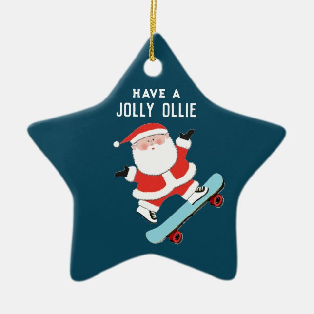 Skateboarding Christmas Collectable Ceramic Tree Decoration (Front)
