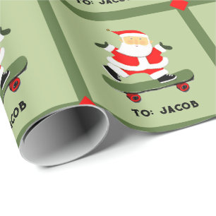 Skateboarding Christmas Gift Wrapping Paper