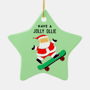 Skateboarding Christmas Holiday Gift Ceramic Tree Decoration