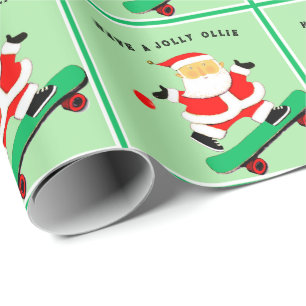 Skateboarding Christmas Holiday Gift Wrapping Paper