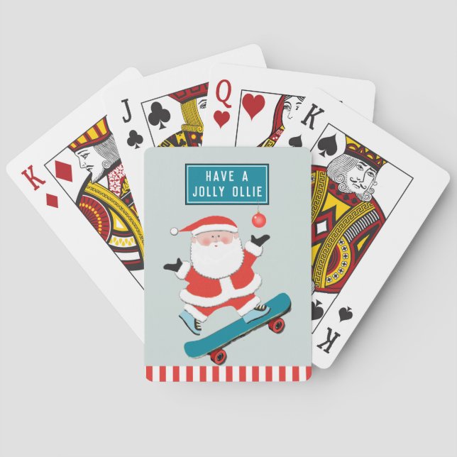 Skateboarding Christmas Holiday Playing Cards (Back)