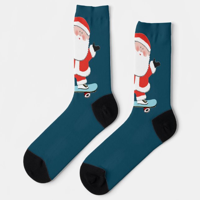Skateboarding Christmas Holiday Socks (Left)