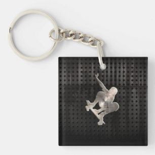 Skateboarding; Cool Black Key Ring