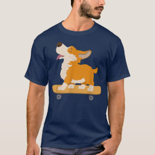 Skateboarding Corgi Dog Funny Cute Skateboard Corg T-Shirt