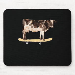 Skateboarding Cow Funny Skateboard T Shirt Mouse Mat