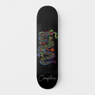 Skateboarding Deck ( Dragon ) Bright Colour (Black Skateboard