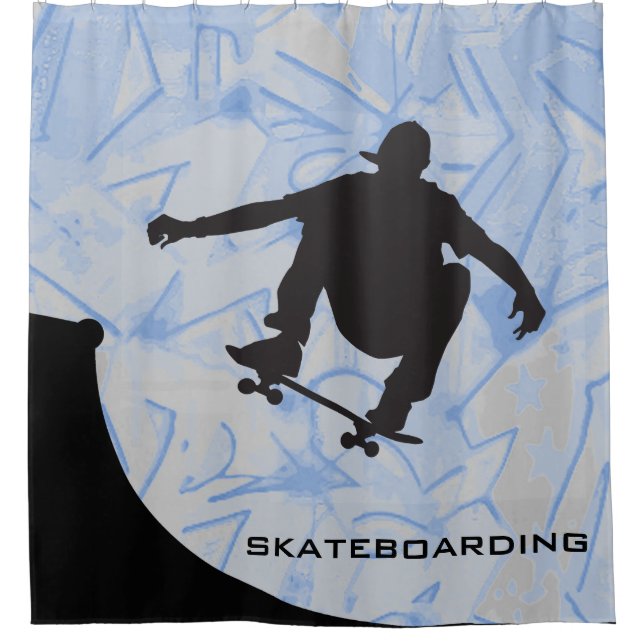 Skateboarding Design Shower Curtain (Front)