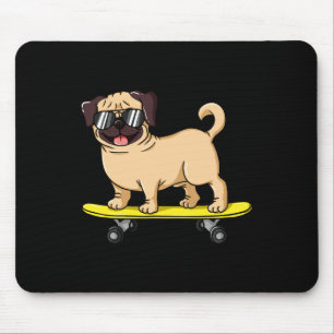 Skateboarding Dog Gift For A Pug Lover And Skater Mouse Mat