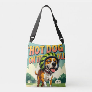 Skateboarding Dog Summer Funny Retro Beach Crossbody Bag