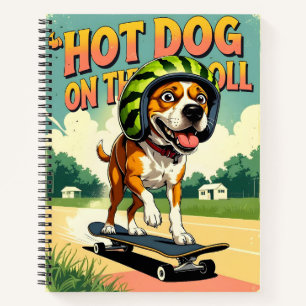 Skateboarding Dog Summer Funny Retro Beach  Notebook