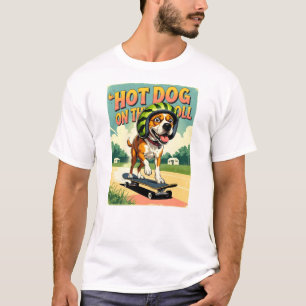 Skateboarding Dog Summer Funny Retro Beach T-Shirt