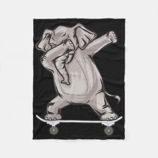 Skateboarding Elephant On Skateboard Gift For Skat Fleece Blanket
