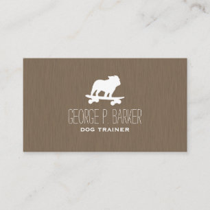 Skateboarding English Bulldog Silhouette Business Card