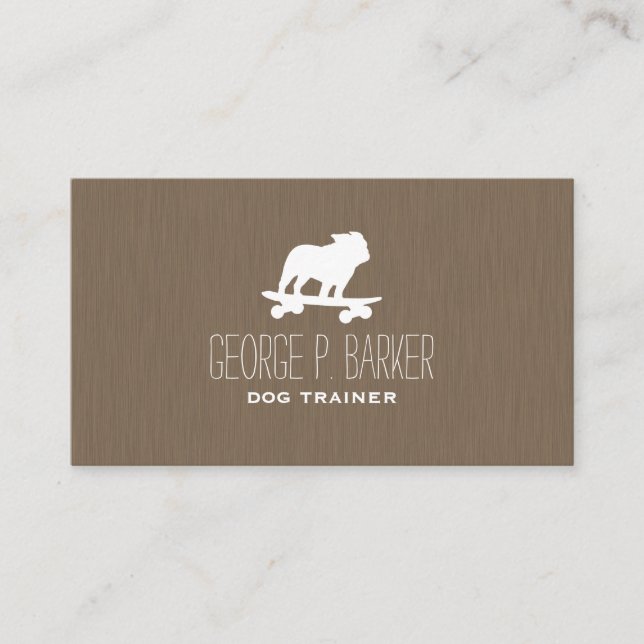 Skateboarding English Bulldog Silhouette Business Card (Front)