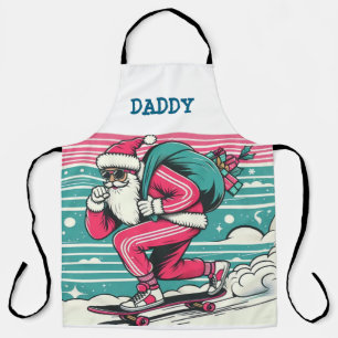 Skateboarding father christmas apron