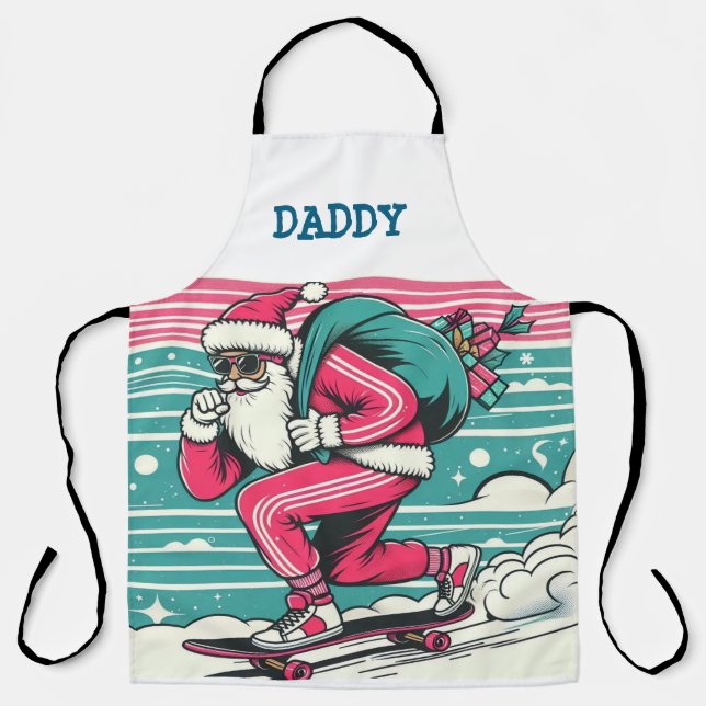 Skateboarding father christmas apron (Front)