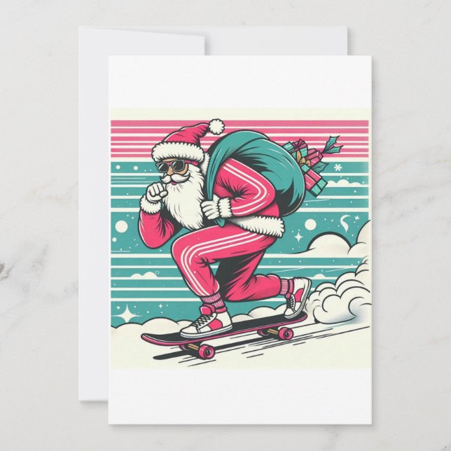 Skateboarding father christmas invitation (Front)