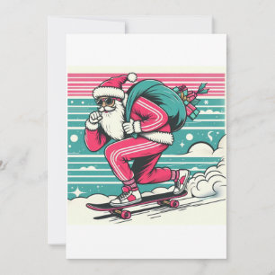 Skateboarding father christmas invitation