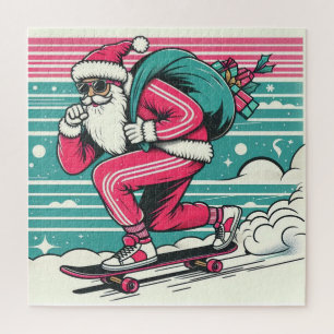 Skateboarding father christmas jigsaw puzzle