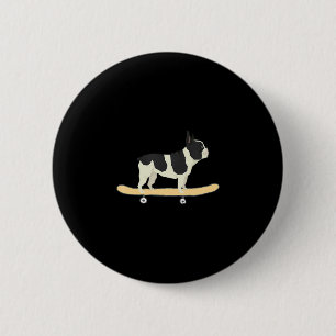 Skateboarding French Bulldog Puppy Gift 6 Cm Round Badge