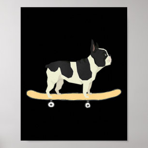 Skateboarding French Bulldog Puppy Gift Poster