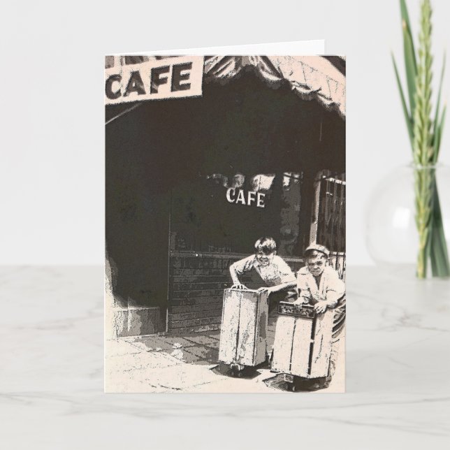 Skateboarding Friends 1931 - Box Cart Boys Holiday Card (Front)