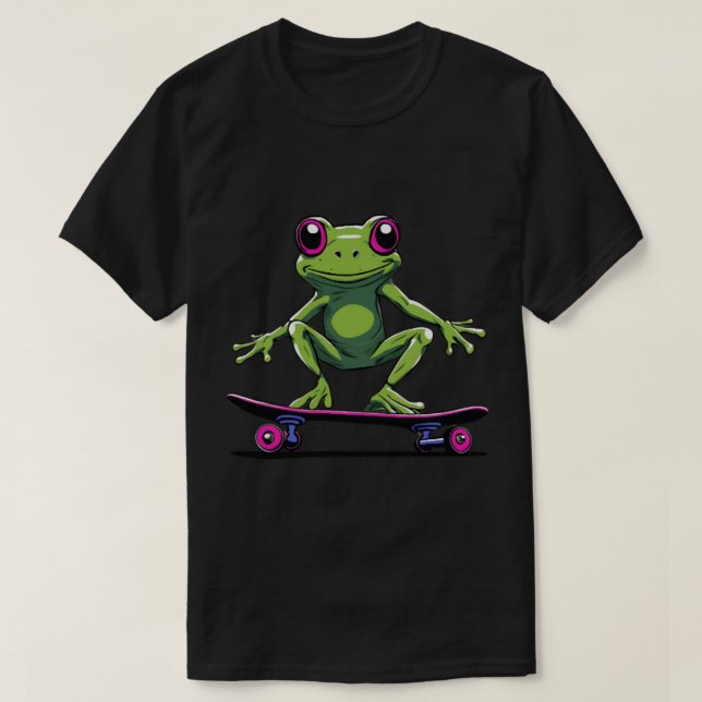 Skateboarding Frog (2) T-Shirt (Design Front)