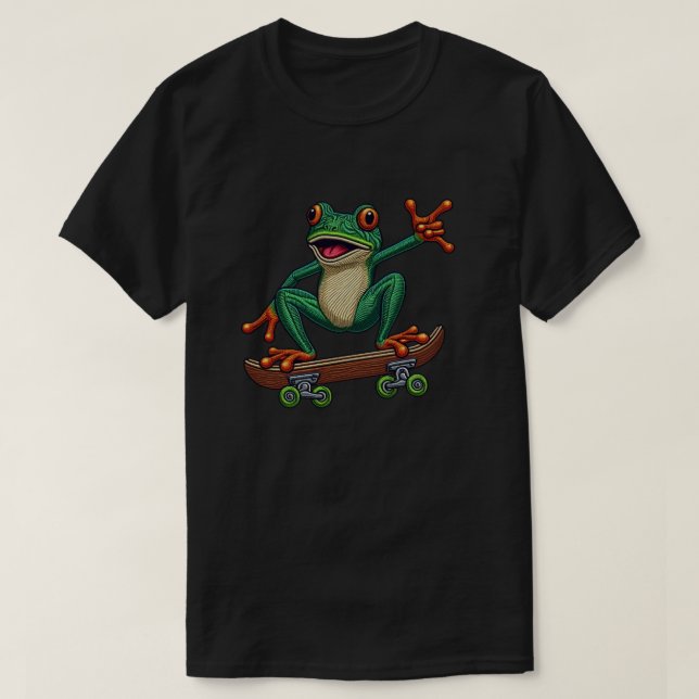 Skateboarding Frog(4) T-Shirt (Design Front)