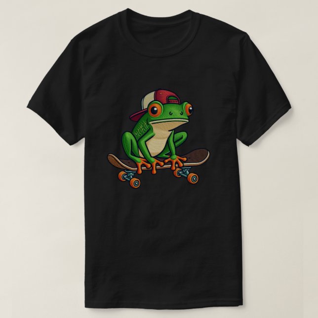 Skateboarding Frog(5) T-Shirt (Design Front)