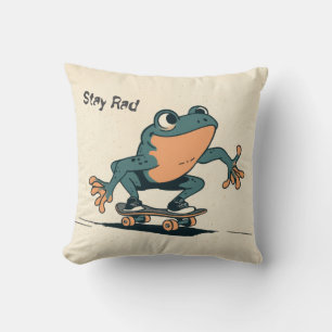 Skateboarding Frog – Cute Cartoon Animal Art Cushion