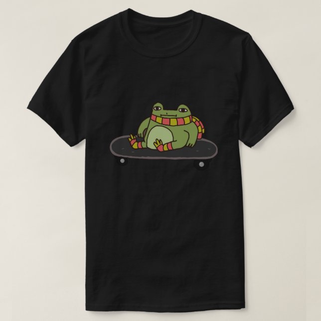 Skateboarding Frog Doodle T-Shirt (Design Front)