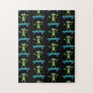 Skateboarding Frog Funny Skateboard Animal Lover Jigsaw Puzzle