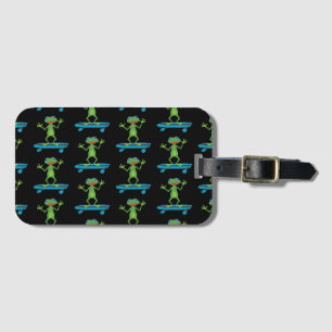 Skateboarding Frog Funny Skateboard Animal Lover Luggage Tag
