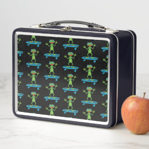 Skateboarding Frog Funny Skateboard Animal Lover Metal Lunch Box