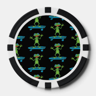 Skateboarding Frog Funny Skateboard Animal Lover Poker Chips