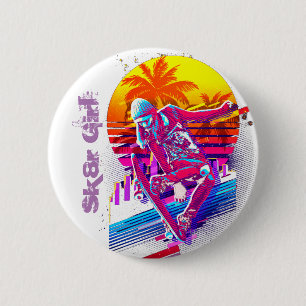 Skateboarding Girl 6 Cm Round Badge