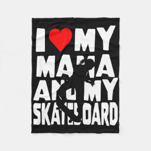 Skateboarding Girl Theme I Love Mama And My Skateb Fleece Blanket