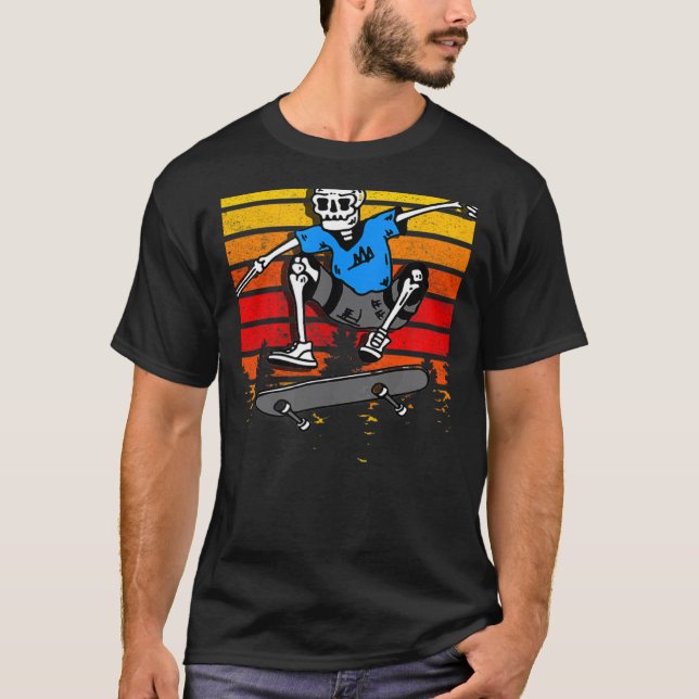 Skateboarding Graphic Skater Skeleton T-Shirt (Front)