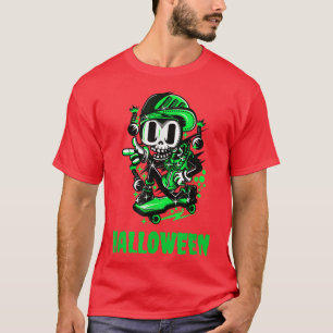 Skateboarding Halloween Skeleton  T-Shirt