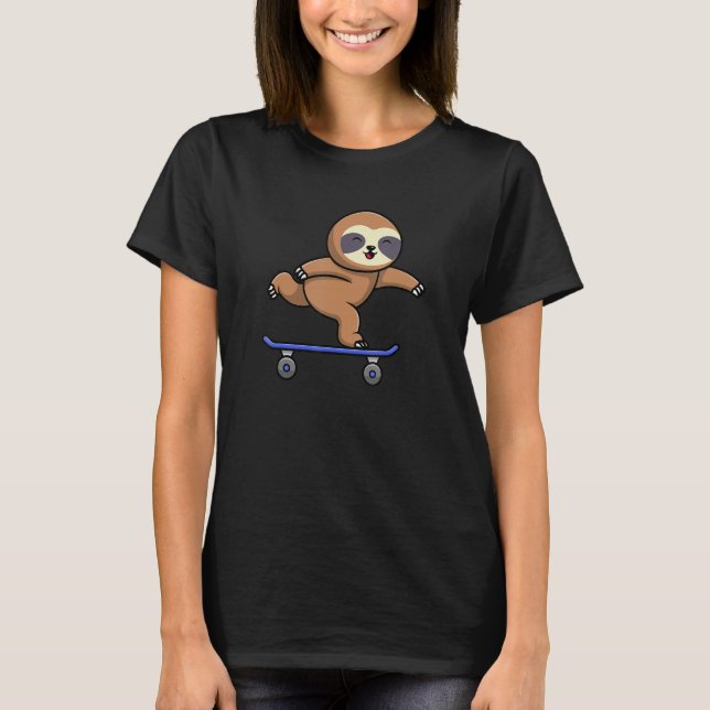 Skateboarding Happy Sloth Skateboard Cute Sporty A T-Shirt (Front)