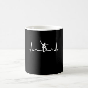 Skateboarding Heartbeat Line Skater Gift Coffee Mug