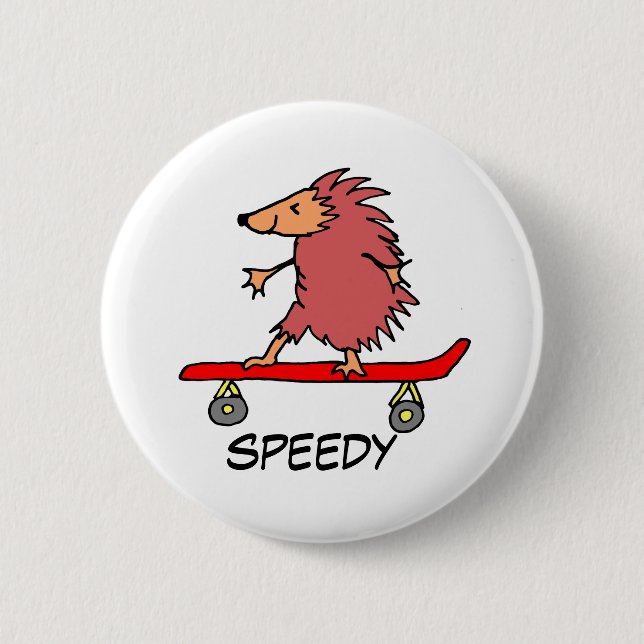 Skateboarding Hedgehog Badge (Front)
