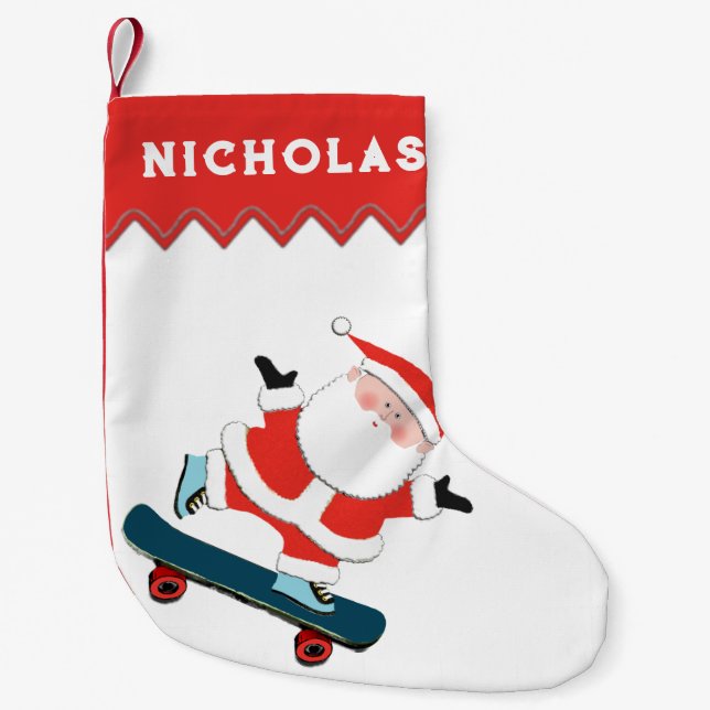 Skateboarding Holiday Gift Small Christmas Stocking (Front)