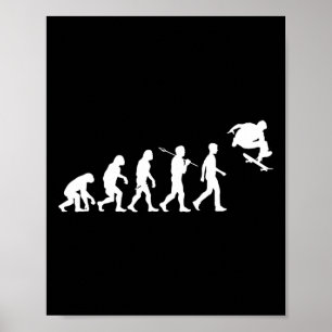 Skateboarding Humanity Evolved To Jump High Fun Sk Poster