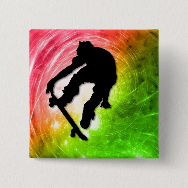 Skateboarding in a Psychedelic Cyclone 15 Cm Square Badge (Front)