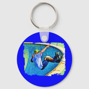Skateboarding in the Bowl Key Ring