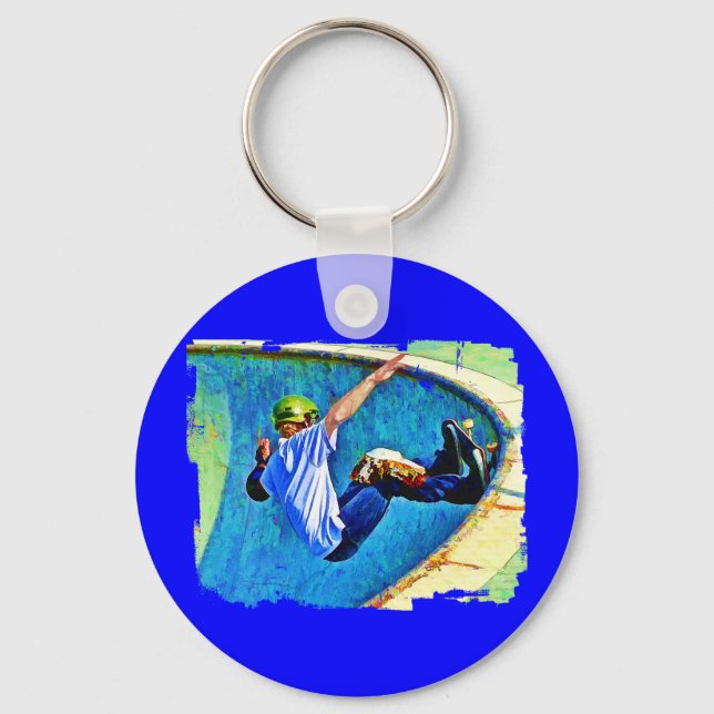 Skateboarding in the Bowl Key Ring (Front)