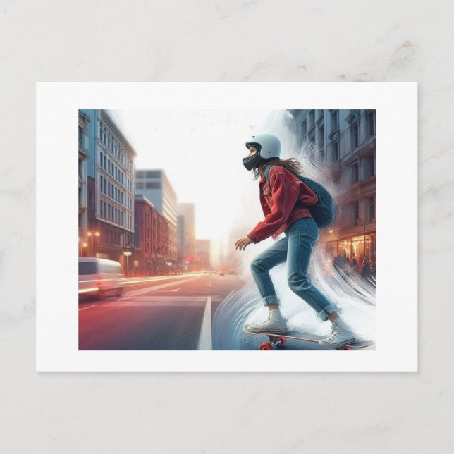 Skateboarding in the City,  Postcard (Front)