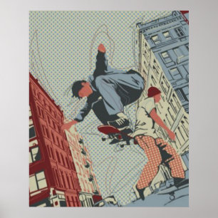Skateboarding in the City Poster